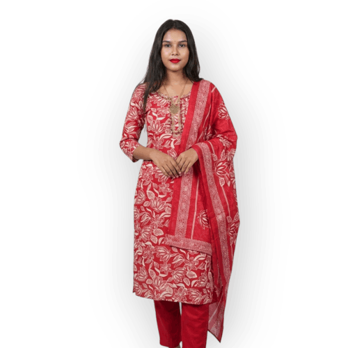 Women Round Neck Printed Casual Kurta Set with Dupatta